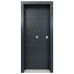 Puerta de exterior acorazada Cibeles Ext. Aluminio Bruselas Gris / Int. Bruselas Blanco Lacado Hoja 90cm