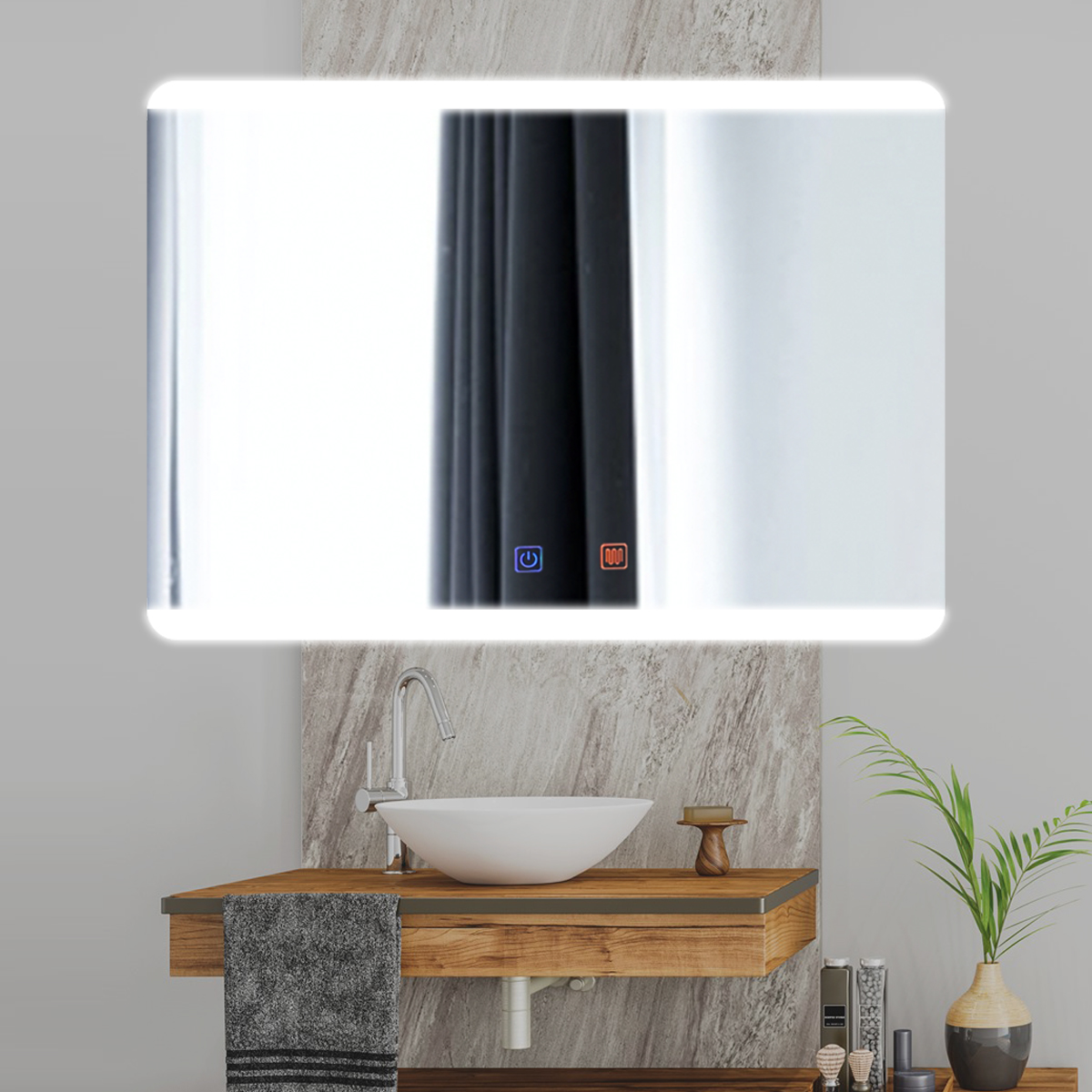 Espejo de Baño con luz Led / Antivaho Rectangular ...