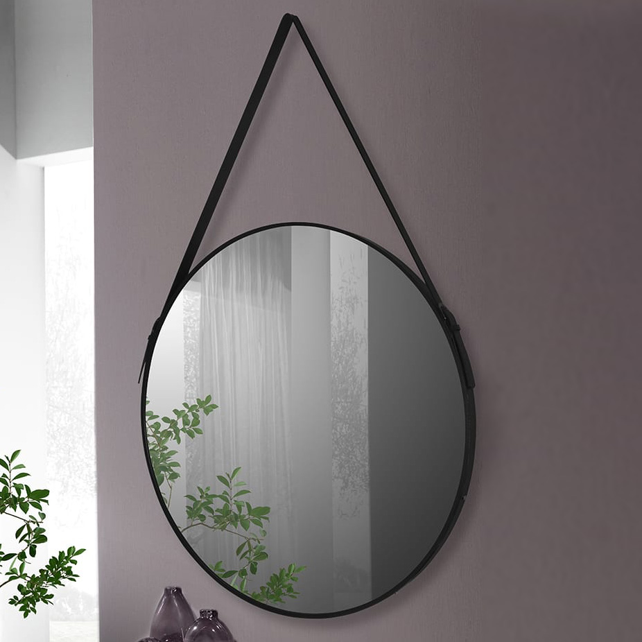 Espejo redondo de 24 pulgadas, espejo circular negro, espejo redondo de  baño para pared, decoración de espejo de pared, espejo redondo negro para
