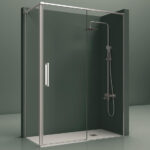 Mampara Angular 2 Cristales Fijos + 1 Cristal Puerta. Slim 400