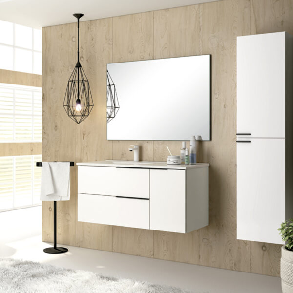 Dmora Columna de baño Torrance, Mueble columna para baño con 1 puerta,  Mueble de pared suspendido