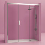 Mampara De Ducha Frontal 2 Cristales Fijos + 1 Cristal Puerta. Luxury 900
