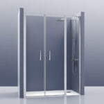 Mampara Frontal 2 Cristales con Puertas + 1 Cristal Fijo. Padel 200AB