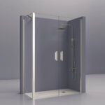 Mampara Frontal 2 Cristales con Puertas + 1 Cristal Fijo. Padel 200AC