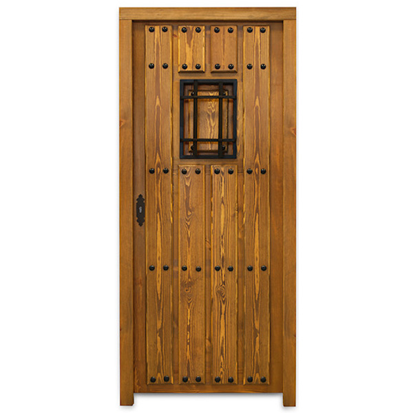 Puerta de exterior acorazada Cibeles Ext. Rústica 8 tablas con clavos