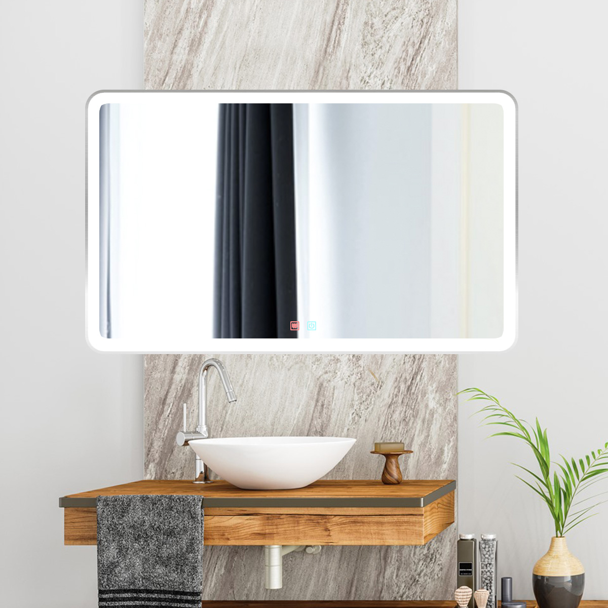 Espejo Baño Rectangular con Iluminación Led, 120 cm