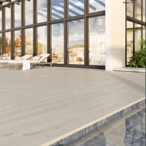 peldaño recto triana perla 33x120 ambiente