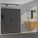 Mampara Frontal Lanzarote Future 200 Negra Cristal Parsol Fume 2 Fijos+2 Puertas