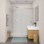 Mampara Fenix Frontal Plata 1 Fijo + 1 Puerta