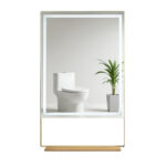 Espejo de Baño Led Antivaho. Modelo Nilo Marco Acero Oro