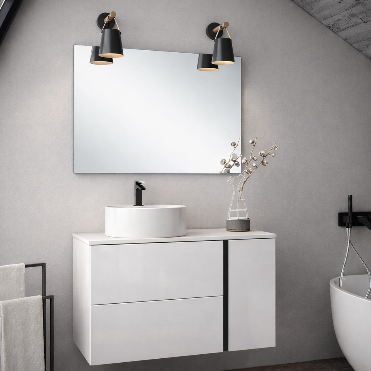 mueble de baño valkiria blanco lacado brillo