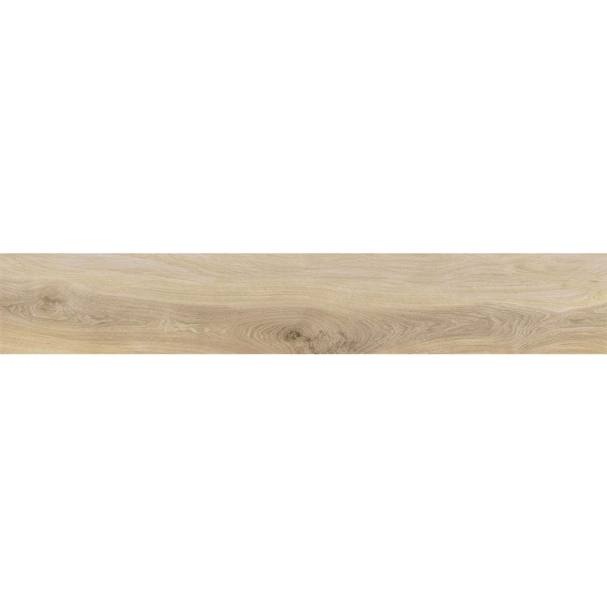 bohars camel mate 25x150 Light oak wood plank running horizontally across the width of the image, showing natural grain and knots in pale tones.