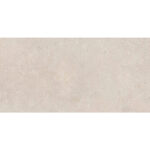 Beige textured stone tile band across the center.