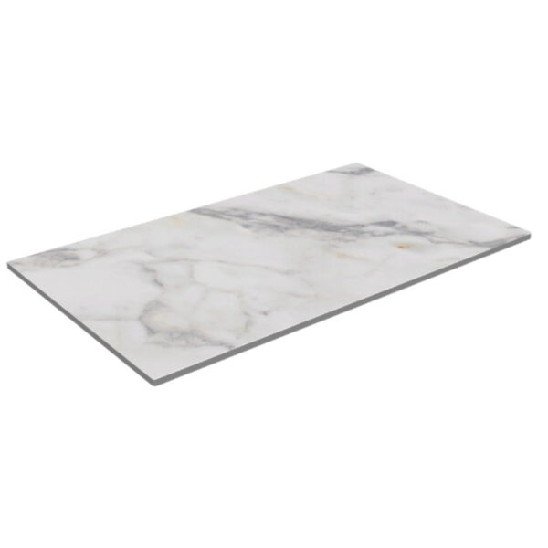 Rectangular white marble tile with gray veining