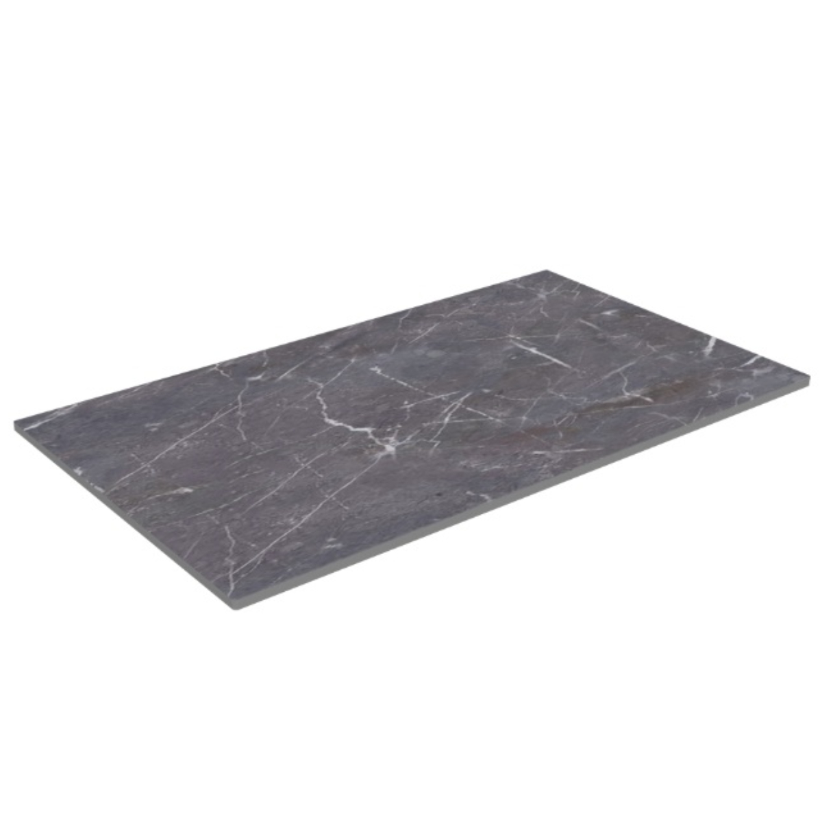 encimera marmol negro Rectangular grey marble tile with white veining laid flat as a sample piece