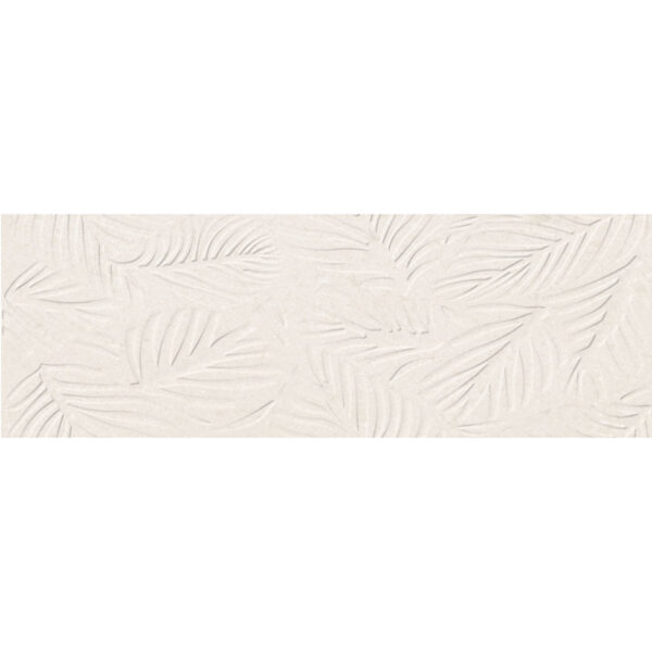 Beige textured panel with embossed palm leaf pattern, subtle and decorative.