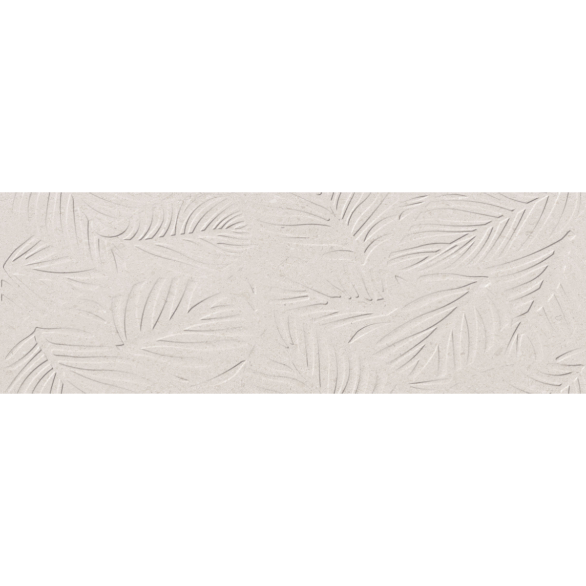 lime art forest gris 30x90 Beige decorative metal panel with embossed palm frond pattern.